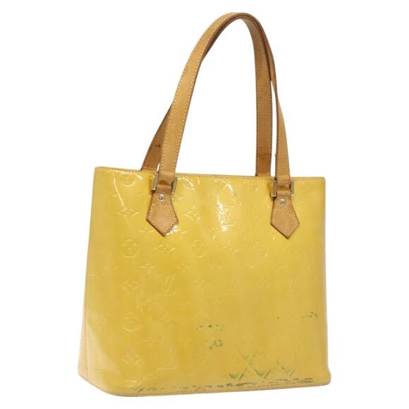 LOUIS VUITTON Monogram Vernis Houston Hand Bag Lime Yellow M91055 - Picture 1 of 13